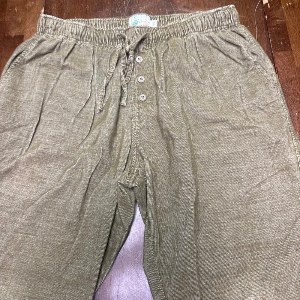 The Territory Ahead Corduroy Pants Mens L 32x30 Olive Green Elastic Waist Cotton